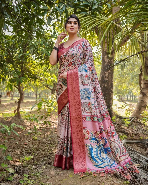 Blush_Pink_Digital_Print_Tussar_Silk_Saree_with_Zari_Border_and_Peacock_Motif_Pallu