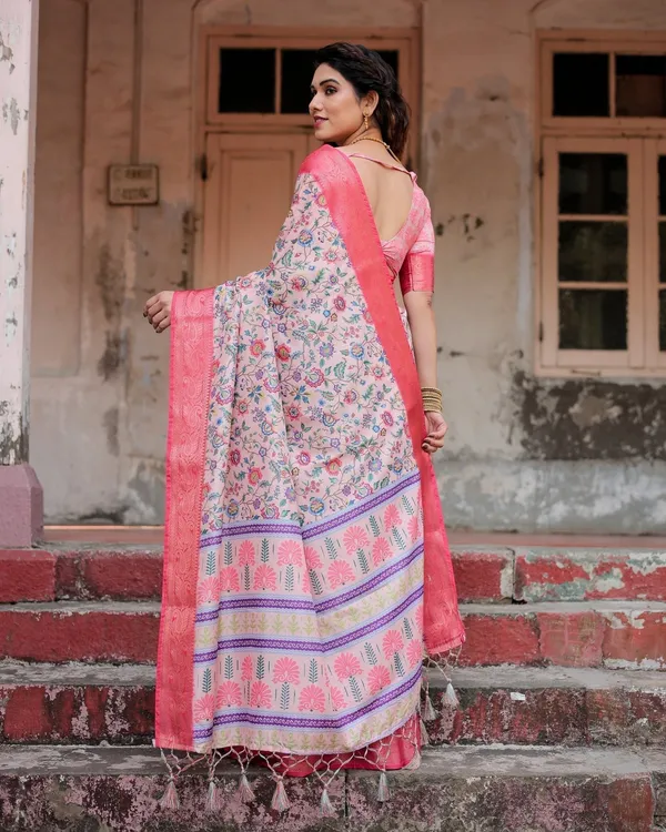 Blush_Pink_Tussar_Silk_Saree_with_Multicolor_Floral_Design_and_Zari_Paisley_Border