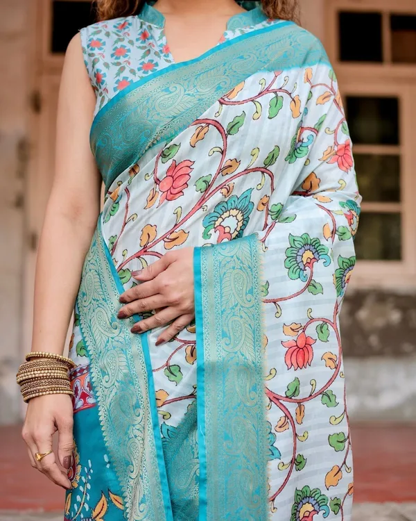 Sky_Blue_Tussar_Silk_Saree_with_Multicolor_Floral_Design_and_Zari_Paisley_Border