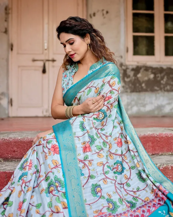 Sky_Blue_Tussar_Silk_Saree_with_Multicolor_Floral_Design_and_Zari_Paisley_Border