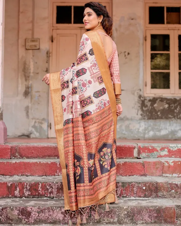 Ivory_Tussar_Silk_Saree_with_Artistic_Floral_Motifs_and_Gleaming_Golden_Zari_Border