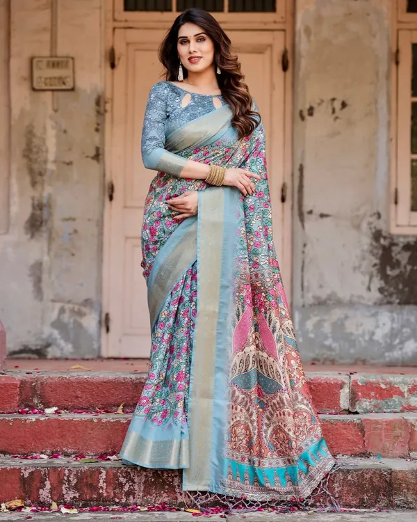 Sky_Blue_Tussar_Silk_Saree_with_Floral_Weaves_and_Ornamental_Pallu_Design