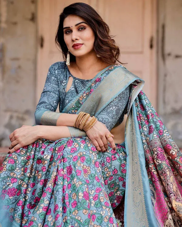 Sky_Blue_Tussar_Silk_Saree_with_Floral_Weaves_and_Ornamental_Pallu_Design