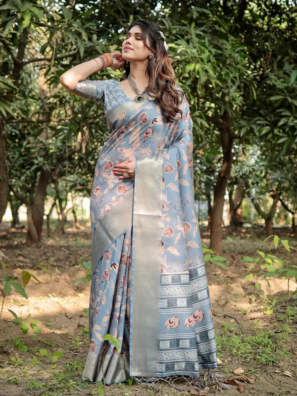 Stylish_Sky_Blue_Tussar_Silk_Saree_with_Beige_and_Gold_Zari_Work_and_Contemporary_Pallu_Design