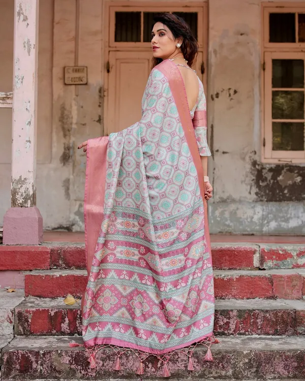 Pastel_Pink_and_Mint_Green_Geometric_Tussar_Silk_Saree_with_Zari_Paisley_Border