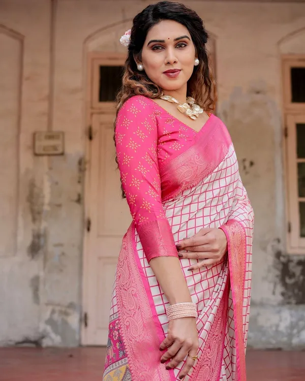 Pink_and_Ivory_Tussar_Silk_Saree_with_Golden_Zari_Border_and_Majestic_Elephant_Motif_Pallu