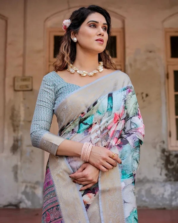 Graceful_Floral_Digital_Print_Saree_with_Gold_Paisley_Border_and_Multicolor_Pallu