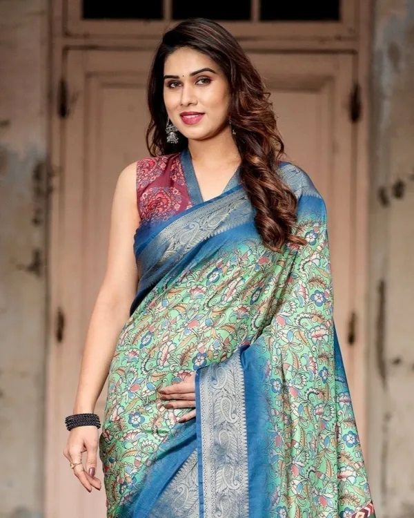 Majestic_Blue_and_Green_Digital_Print_Saree_with_Intricate_Floral_Motifs_and_Contrasting_Pallu