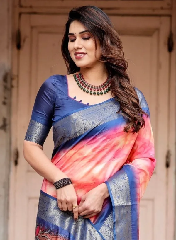 Pink_and_Blue_Digital_Printed_Saree_with_Peacock_Motif_and_Tassel_Detail