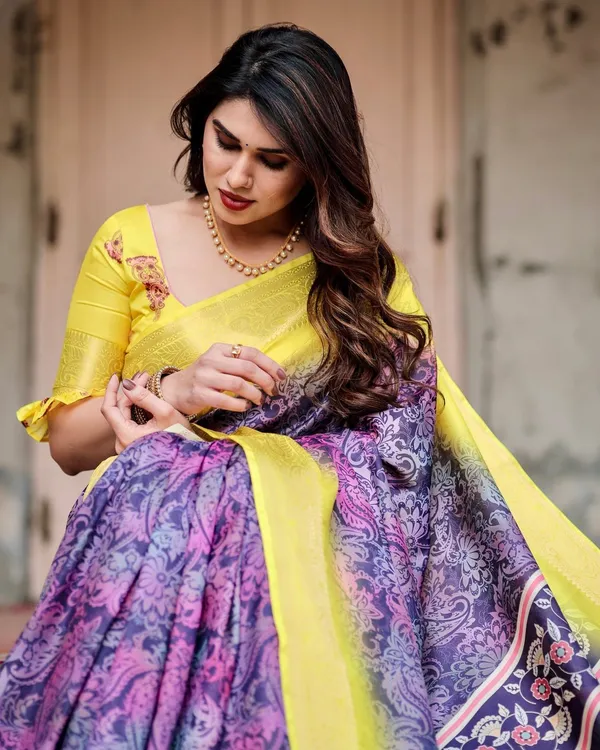 Purple_and_Yellow_Tussar_Silk_Saree_with_Artistic_Peacock_Pallu_and_Zari_Border