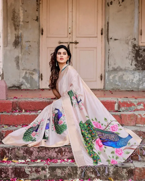 Soft_Pastel_Pink_Tussar_Silk_Saree_with_Hand-Painted_Peacock_and_Floral_Motifs