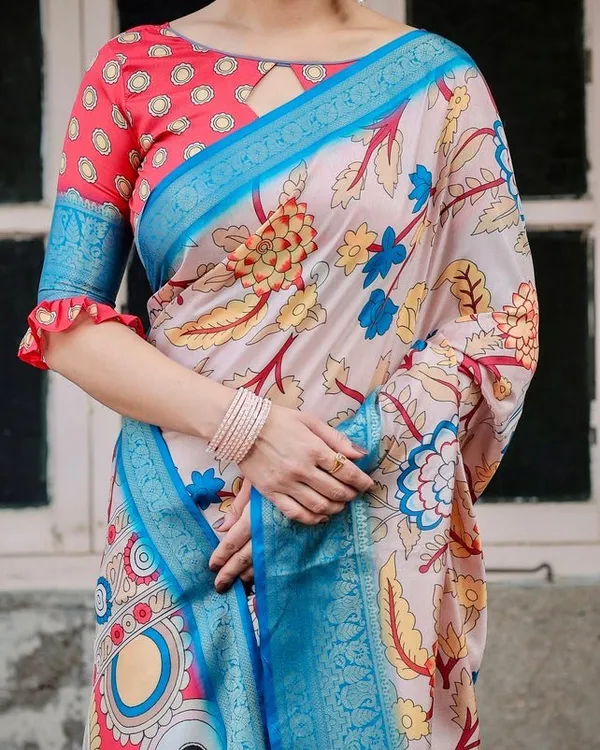 Beige_and_Red_Tussar_Silk_Saree_with_Divine_Motifs_and_Floral_Zari_Border