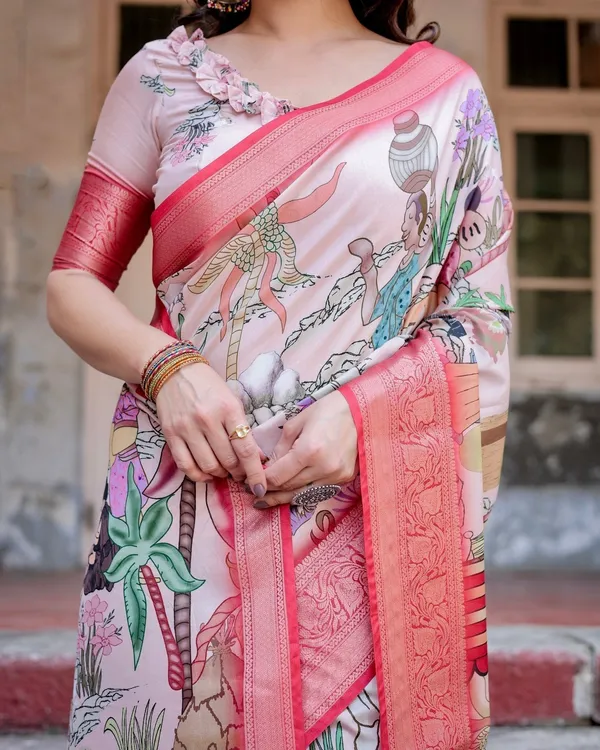 Blush_Pink_Digital_Print_Tussar_Silk_Saree_with_Vibrant_Storyline_Art