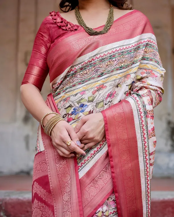 Red_and_Multicolor_Digital_Print_Banarasi_Silk_Saree_with_Zari_Weave_and_Tassel-Adorned_Pallu