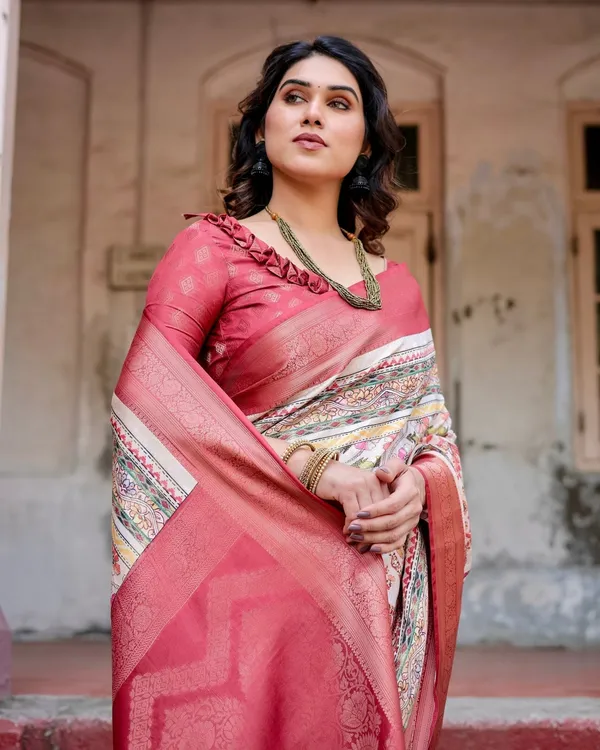 Red_and_Multicolor_Digital_Print_Banarasi_Silk_Saree_with_Zari_Weave_and_Tassel-Adorned_Pallu
