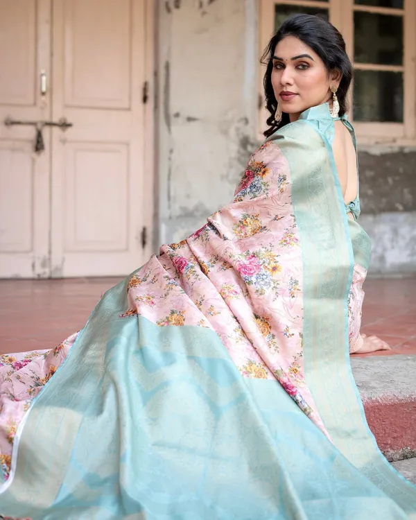 Pink_and_Green_Floral_Digital_Print_Banarasi_Silk_Saree_with_Zari_Weave_and_Tassel_Pallu