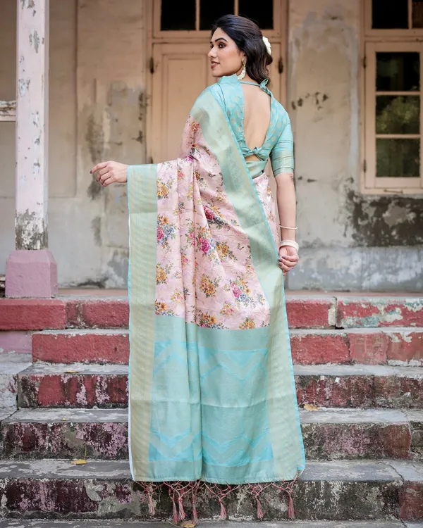 Pink_and_Green_Floral_Digital_Print_Banarasi_Silk_Saree_with_Zari_Weave_and_Tassel_Pallu