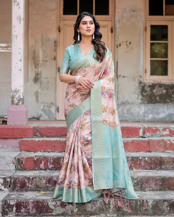 Pink_and_Green_Floral_Digital_Print_Banarasi_Silk_Saree_with_Zari_Weave_and_Tassel_Pallu