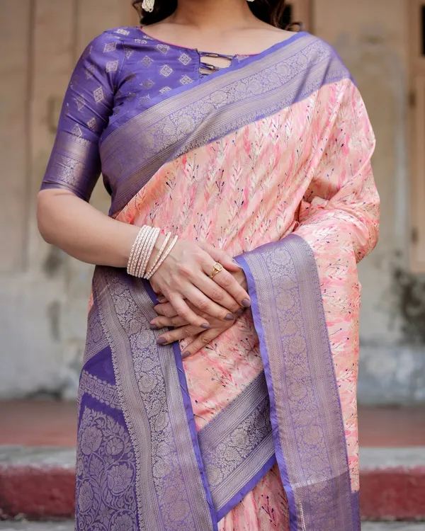 Peach_and_Purple_Floral_Digital_Print_Banarasi_Silk_Saree_with_Zari_Weave_and_Tassel-Adorned_Pallu