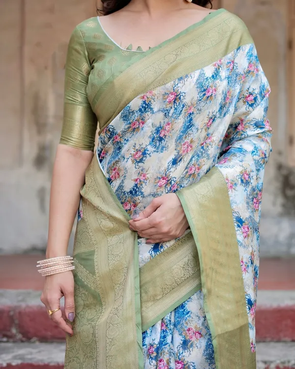 Blue_and_Green_Floral_Digital_Print_Banarasi_Silk_Saree_with_Zari_Weave_and_Tassel-Embellished_Pallu