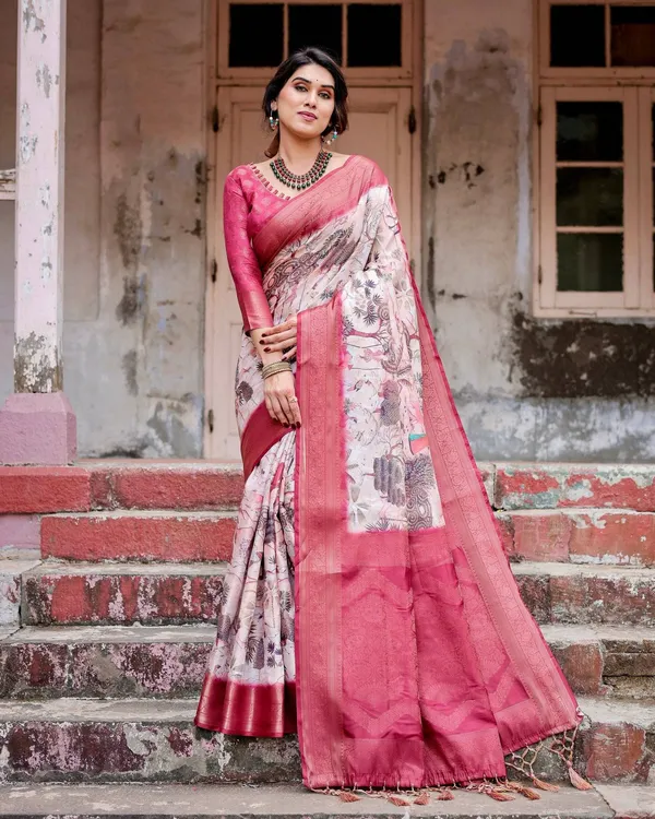 Graceful_Fuchsia_Pink_Banarasi_Silk_Saree_with_Digital_Forest_Scenery_Print_&_Zari_Weave