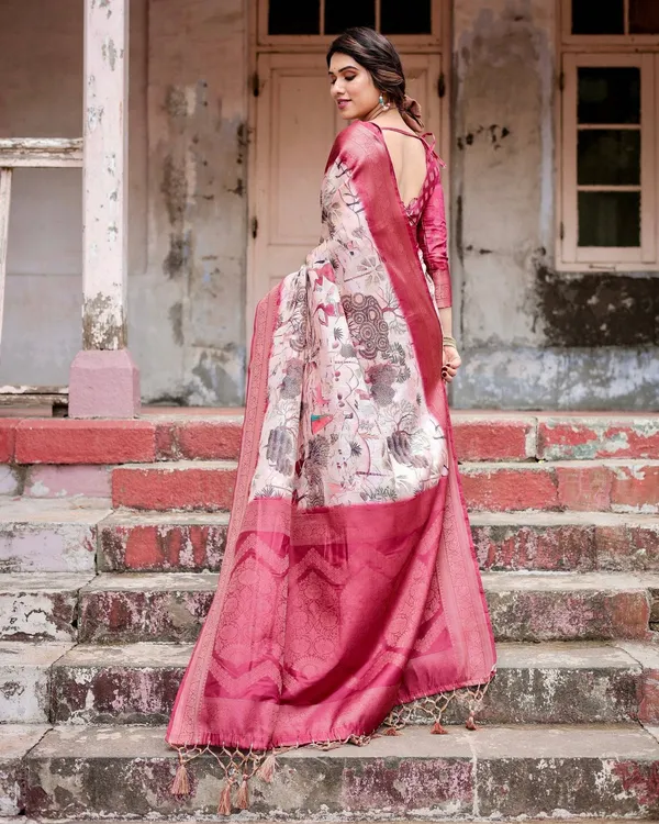 Graceful_Fuchsia_Pink_Banarasi_Silk_Saree_with_Digital_Forest_Scenery_Print_&_Zari_Weave