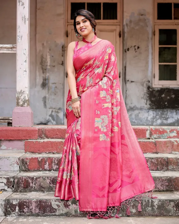 Regal_Pink_Banarasi_Silk_Saree_with_Zari_Weave_and_Intricate_Tassels
