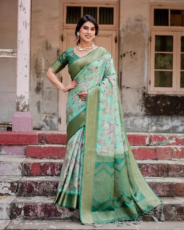 Graceful_Green_Banarasi_Silk_Saree_with_Intricate_Floral_and_Elephant_Weaves