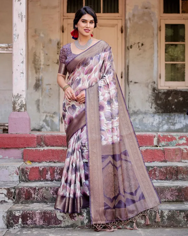 Elegant_Purple_Floral_Banarasi_Silk_Saree_with_Intricate_Zari_Weave_and_Tassels