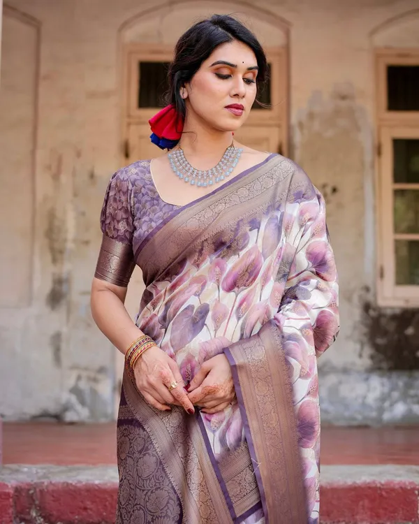 Elegant_Purple_Floral_Banarasi_Silk_Saree_with_Intricate_Zari_Weave_and_Tassels