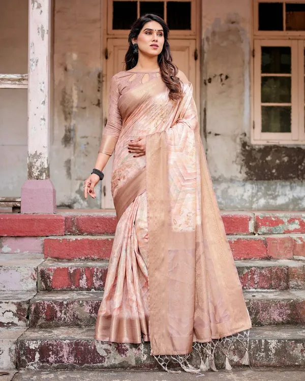Elegant_Beige_Banarasi_Silk_Saree_with_Tassels_and_Zari_Work