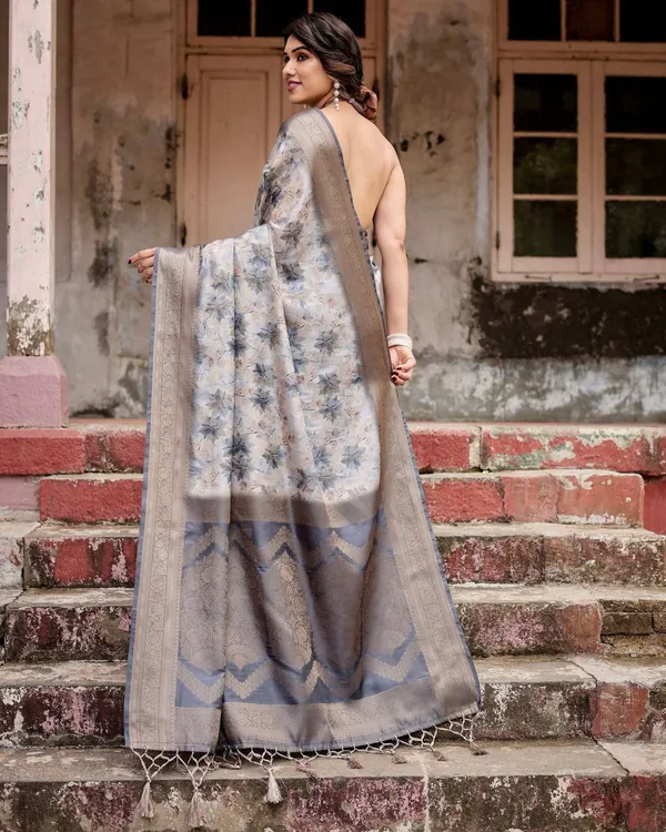 Grey_Banarasi_Silk_Saree_with_Abstract_Floral_Print,_Zari_Border_&_Tassel_Detailing