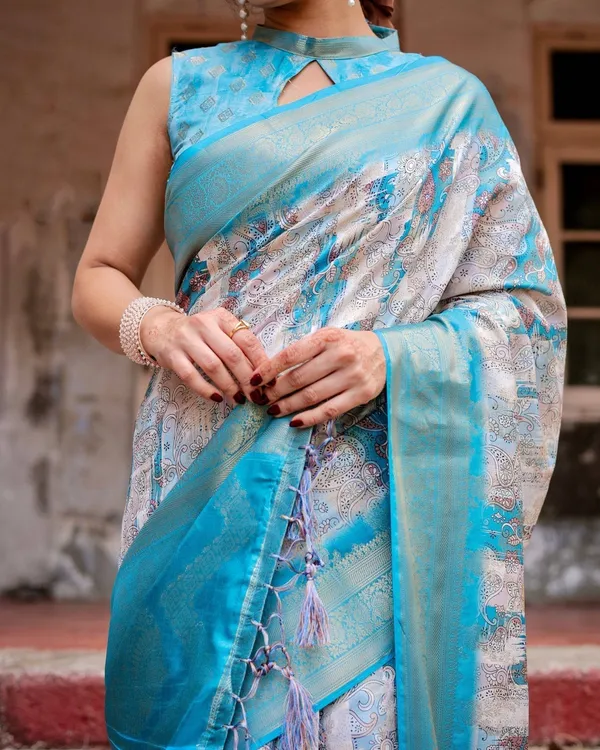 Sky_Blue_Banarasi_Silk_Saree_with_Paisley_Digital_Print,_Zari_Border_&_Tassel_Details