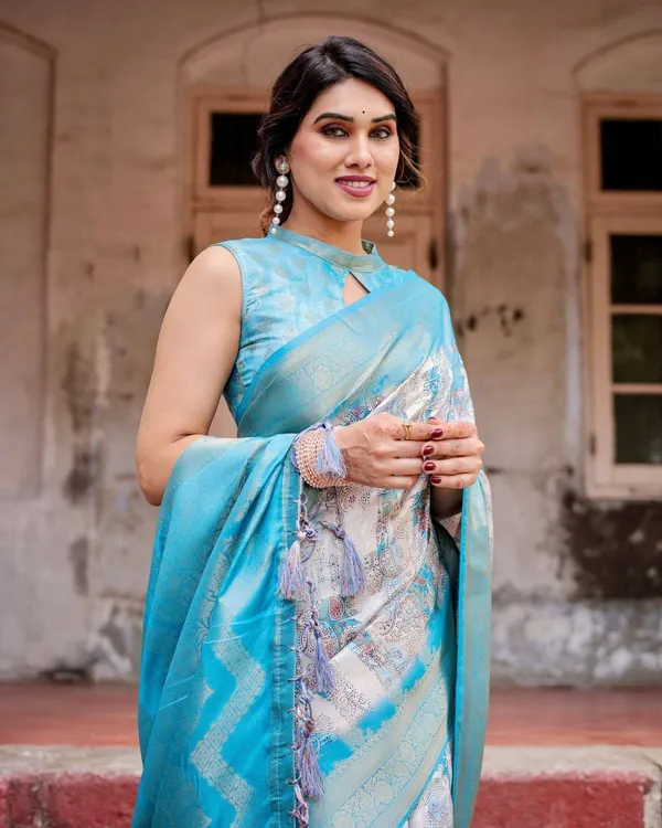 Sky_Blue_Banarasi_Silk_Saree_with_Paisley_Digital_Print,_Zari_Border_&_Tassel_Details