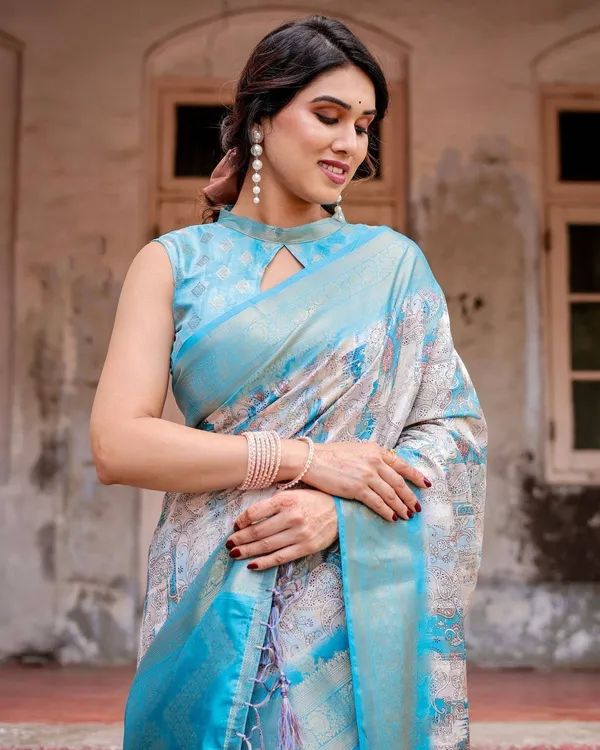 Sky_Blue_Banarasi_Silk_Saree_with_Paisley_Digital_Print,_Zari_Border_&_Tassel_Details