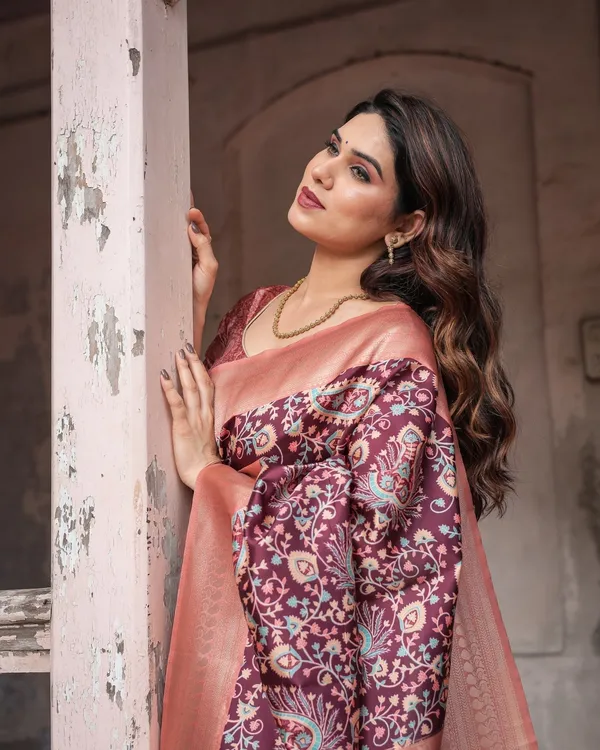 Maroon_Banarasi_Silk_Saree_with_Peach_Zari_Border_and_Paisley_Motifs