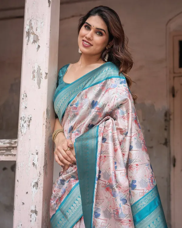 Mesmerizing_Aqua_Banarasi_Silk_Saree_with_Digital_Print_and_Tassels