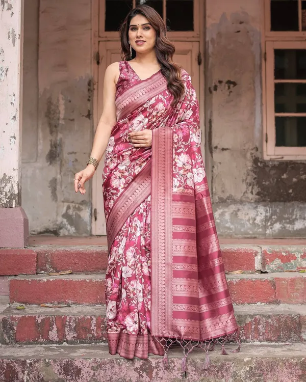 Maroon_Banarasi_Silk_Saree_with_Bold_Floral_Digital_Print_&_Rich_Zari_Border