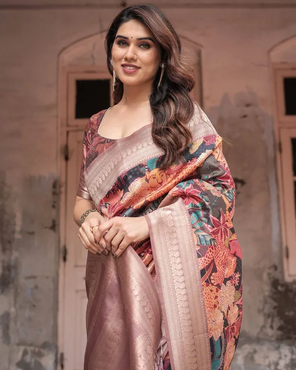 Exotic_Multicolor_Banarasi_Silk_Saree_with_Zari_Border_and_Tassels