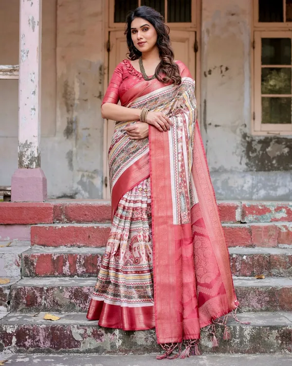 Red_and_Multicolor_Digital_Print_Banarasi_Silk_Saree_with_Zari_Weave_and_Tassel-Adorned_Pallu