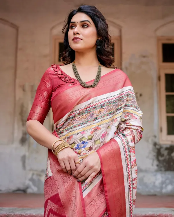 Red_and_Multicolor_Digital_Print_Banarasi_Silk_Saree_with_Zari_Weave_and_Tassel-Adorned_Pallu