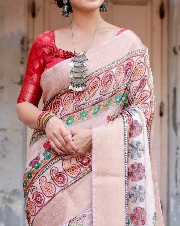 Peach_Banarasi_Silk_Saree_with_Intricate_Paisley_and_Floral_Design