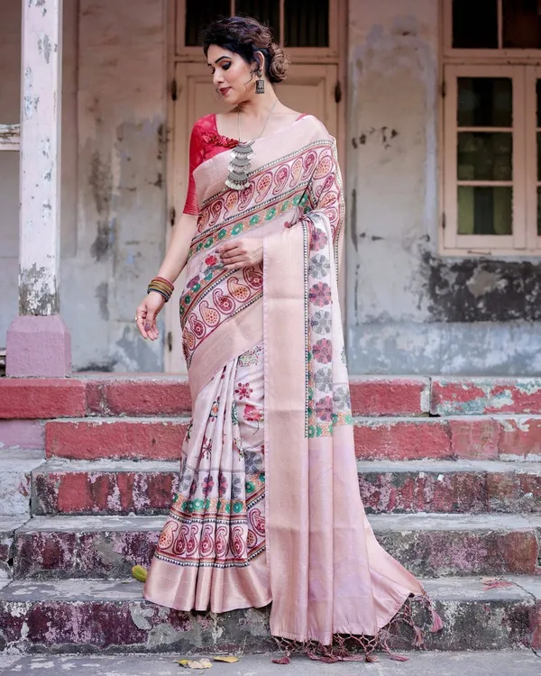 Peach_Banarasi_Silk_Saree_with_Intricate_Paisley_and_Floral_Design