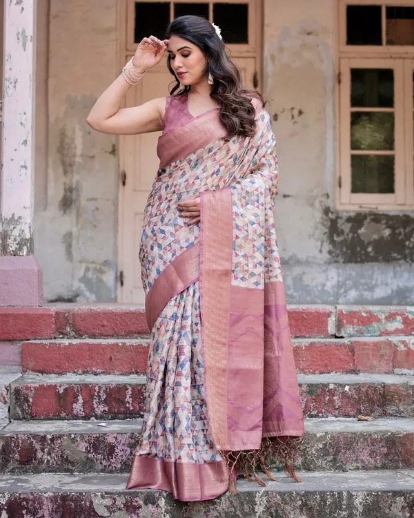 Beige_and_Pink_Geometric_Print_Banarasi_Silk_Saree_with_Zari_Weave_and_Tassel-Embellished_Pallu