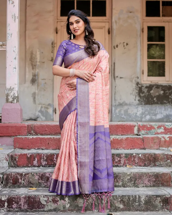 Peach_and_Purple_Floral_Digital_Print_Banarasi_Silk_Saree_with_Zari_Weave_and_Tassel-Adorned_Pallu
