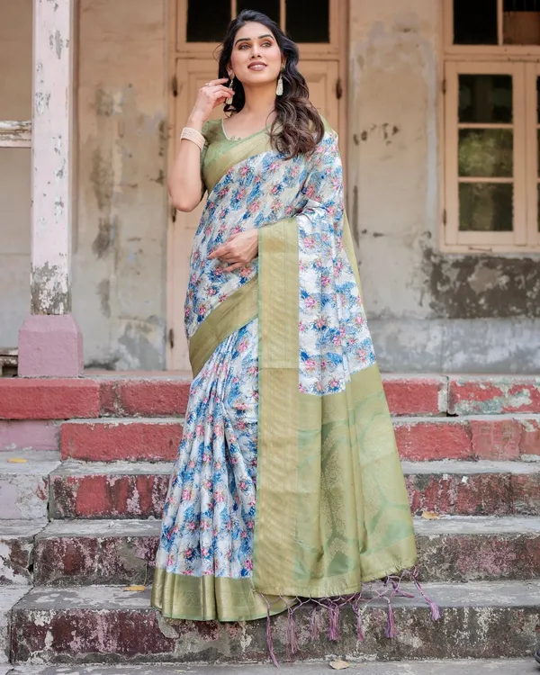 Blue_and_Green_Floral_Digital_Print_Banarasi_Silk_Saree_with_Zari_Weave_and_Tassel-Embellished_Pallu