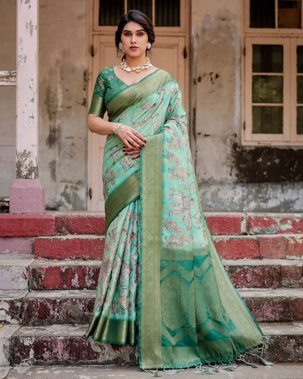 Graceful_Green_Banarasi_Silk_Saree_with_Intricate_Floral_and_Elephant_Weaves