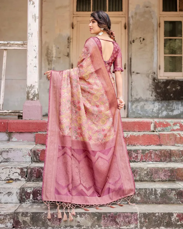 Elegant_Pink_Banarasi_Silk_Saree_with_Floral_Zari_Weaving_and_Tassel-Embellished_Pallu