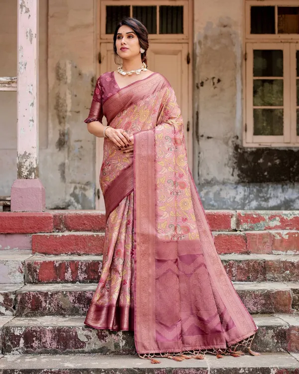 Elegant_Pink_Banarasi_Silk_Saree_with_Floral_Zari_Weaving_and_Tassel-Embellished_Pallu