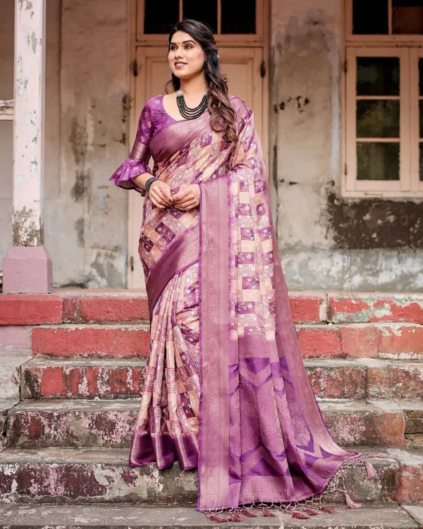 Exquisite_Lavender_Banarasi_Silk_Saree_with_Zari_Weave_and_Tassels